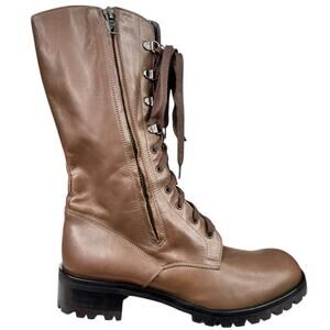 Barney’s New York Women’s Soft Brown Leather Moto Boot Size 38 US 8